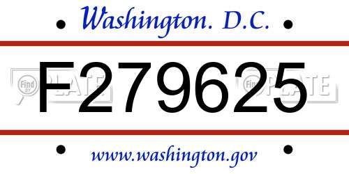 F279625 District Of Columbia License Plate