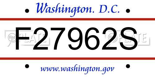 F27962S District Of Columbia License Plate