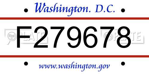 F279678 District Of Columbia License Plate