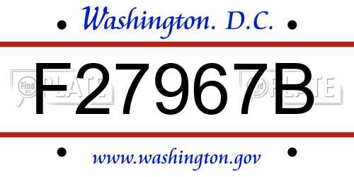 F27967B District Of Columbia License Plate