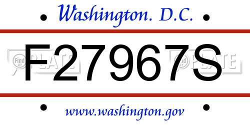F27967S District Of Columbia License Plate