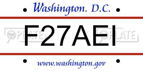 F27AEI District Of Columbia License Plate