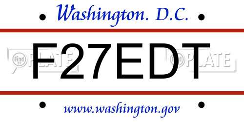 F27EDT District Of Columbia License Plate