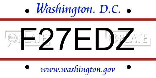 F27EDZ District Of Columbia License Plate
