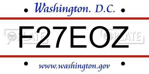 F27EOZ District Of Columbia License Plate