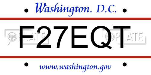 F27EQT District Of Columbia License Plate