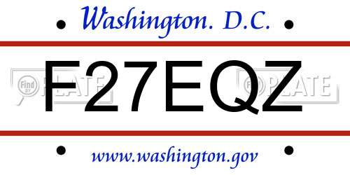 F27EQZ District Of Columbia License Plate