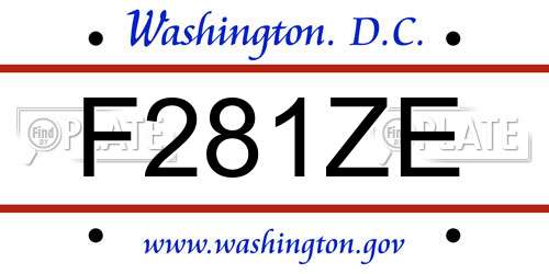 F281ZE District Of Columbia License Plate
