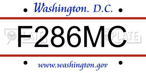 F286MC District Of Columbia License Plate