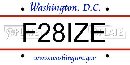 F28IZE District Of Columbia License Plate