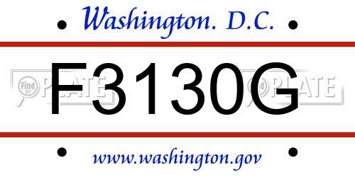 F3130G District Of Columbia License Plate