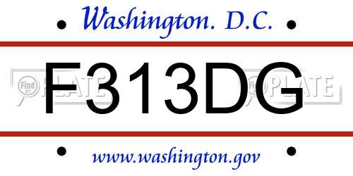 F313DG District Of Columbia License Plate