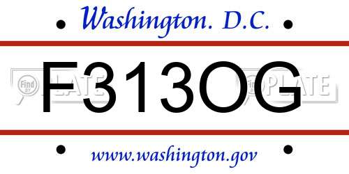F313OG District Of Columbia License Plate