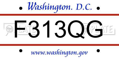 F313QG District Of Columbia License Plate