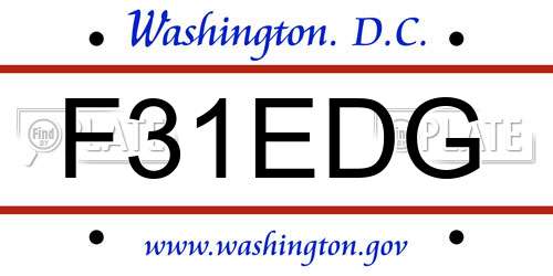 F31EDG District Of Columbia License Plate