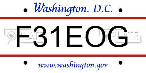 F31EOG District Of Columbia License Plate