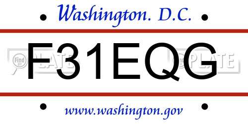 F31EQG District Of Columbia License Plate