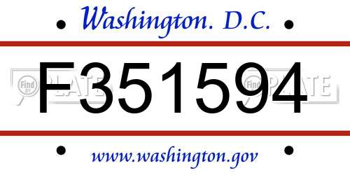 F351594 District Of Columbia License Plate