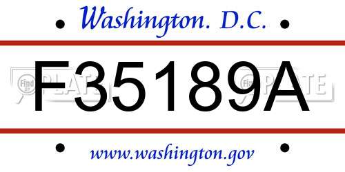 F35189A District Of Columbia License Plate