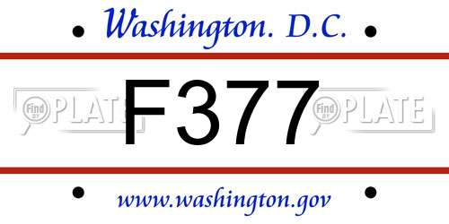 F377 District Of Columbia License Plate