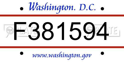 F381594 District Of Columbia License Plate