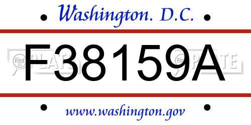 F38159A District Of Columbia License Plate