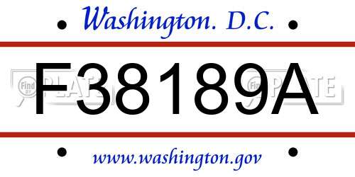F38189A District Of Columbia License Plate