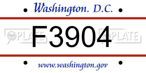 F3904 District Of Columbia License Plate