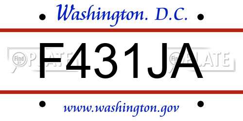 F431JA District Of Columbia License Plate