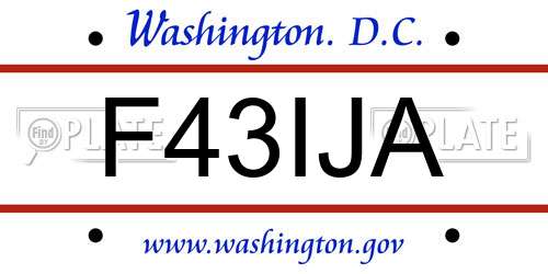 F43IJA District Of Columbia License Plate