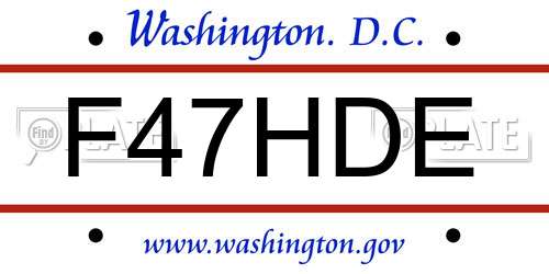 F47HDE District Of Columbia License Plate