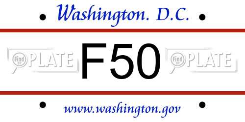 F50 District Of Columbia License Plate