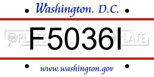 F5036I District Of Columbia License Plate