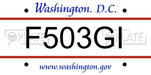 F503GI District Of Columbia License Plate