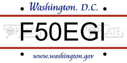 F50EGI District Of Columbia License Plate