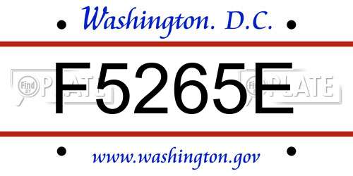 F5265E District Of Columbia License Plate