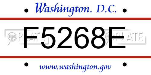 F5268E District Of Columbia License Plate