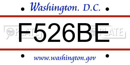F526BE District Of Columbia License Plate