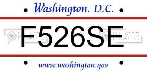 F526SE District Of Columbia License Plate