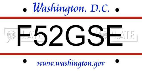 F52GSE District Of Columbia License Plate
