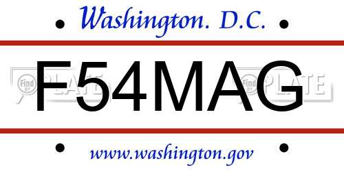 F54MAG District Of Columbia License Plate