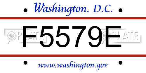 F5579E District Of Columbia License Plate