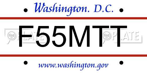 F55MTT District Of Columbia License Plate