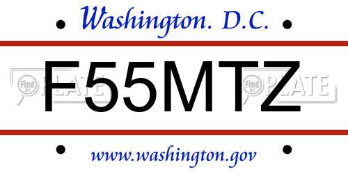 F55MTZ District Of Columbia License Plate