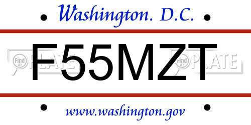 F55MZT District Of Columbia License Plate