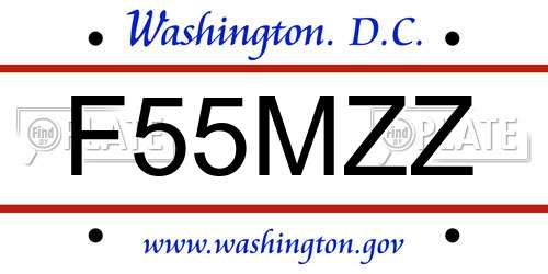 F55MZZ District Of Columbia License Plate