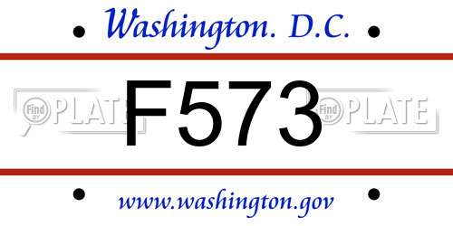 F573 District Of Columbia License Plate