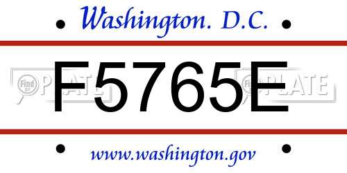 F5765E District Of Columbia License Plate
