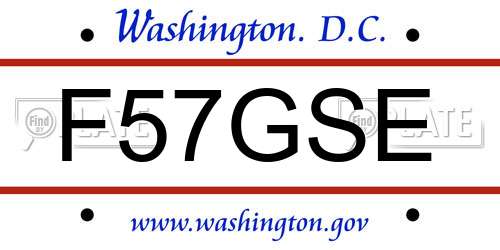 F57GSE District Of Columbia License Plate
