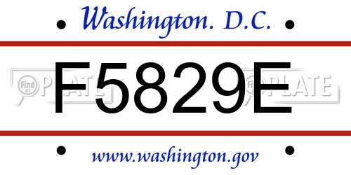 F5829E District Of Columbia License Plate